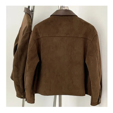 The Custom Women's Contrast-Collar Suede Overshirt image 1