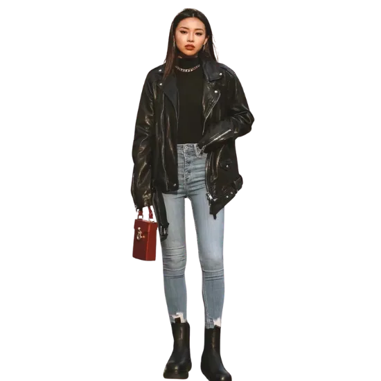 The Custom Women's Classic Double Rider Biker Jacket image 1