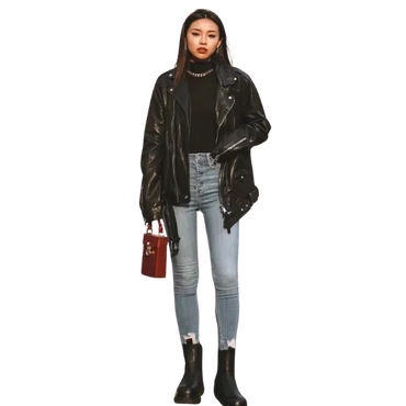 The Custom Women's Classic Double Rider Biker Jacket image 1