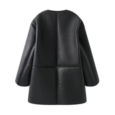 The Custom Women's Collarless Shearling Coat image 1