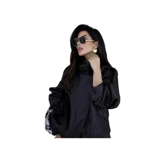 The Custom Women's Biker Bomber Hybrid Jacket image 2