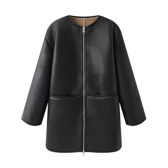 The Custom Women's Collarless Shearling Coat image 0