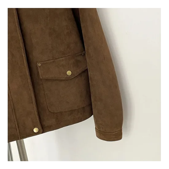 The Custom Women's Contrast-Collar Suede Overshirt image 2