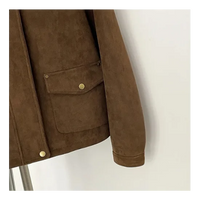 The Custom Women's Contrast-Collar Suede Overshirt image 2