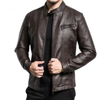 The Custom Café Racer Leather Jacket in Brown image 0