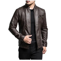The Custom Café Racer Leather Jacket in Brown image 1