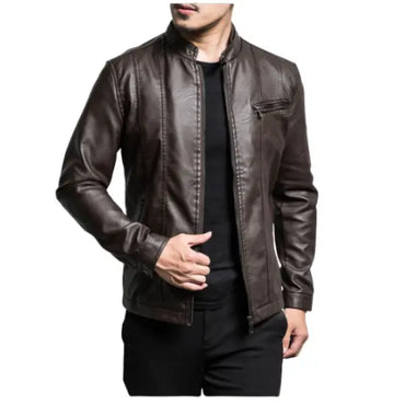 The Custom Café Racer Leather Jacket in Brown image 1
