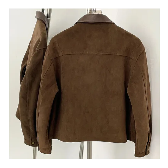 The Custom Women's Contrast-Collar Suede Overshirt image 1