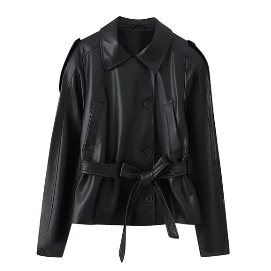 The Custom Women's Belted Utility Leather Jacket image 0