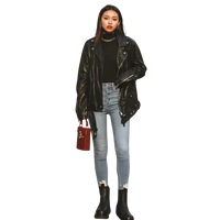 The Custom Women's Classic Double Rider Biker Jacket image 1