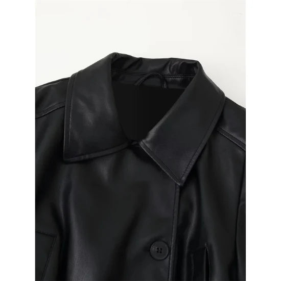 The Custom Women's Belted Utility Leather Jacket image 2