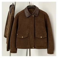 The Custom Women's Contrast-Collar Suede Overshirt image 0