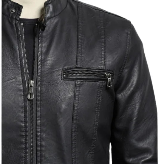 The Custom Minimalist Café Racer Leather Jacket image 2