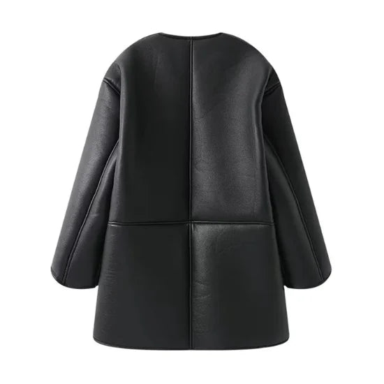 The Custom Women's Collarless Shearling Coat image 1