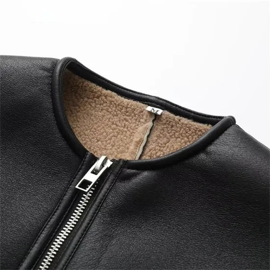 The Custom Women's Collarless Shearling Coat image 2